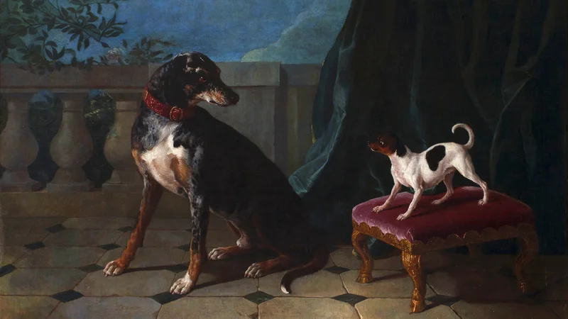 Alexandre-François Desportes — Two Dogs on a Terrace