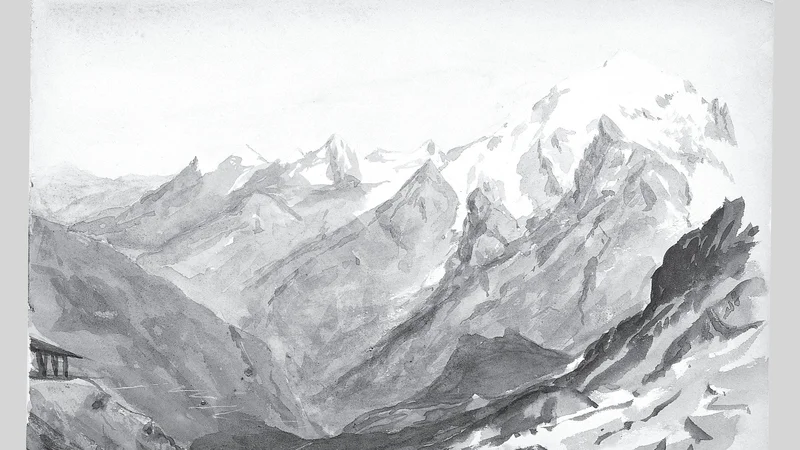 Ortler Spitz from Summit of Stelvio Pass (from Switzerland 1869 Sketchbook)
