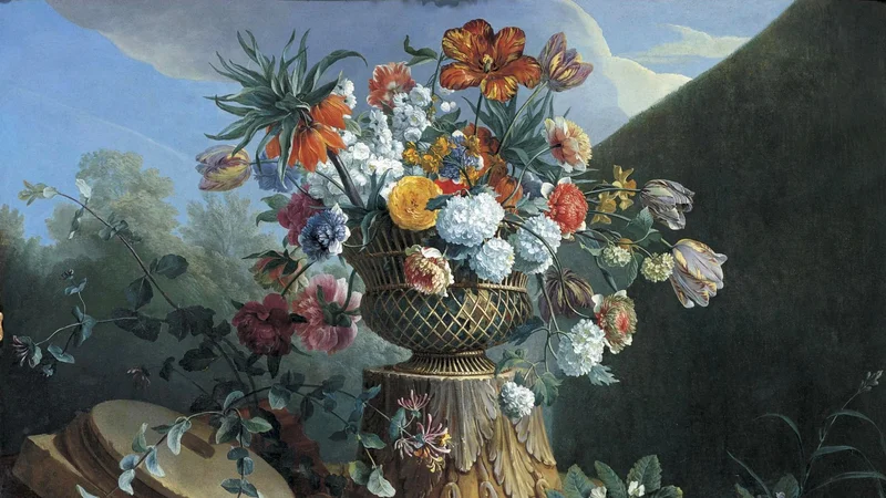 Alexandre-François Desportes — Still Life of Flowers in an Urn