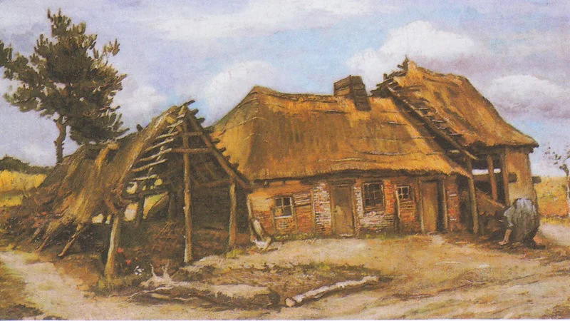 Farmhouse with a Stooping Peasant-woman in a Blue Dress