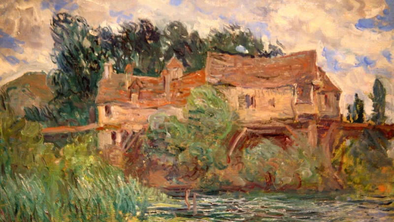 Claude Monet — Houses on the Old Bridge at Vernon