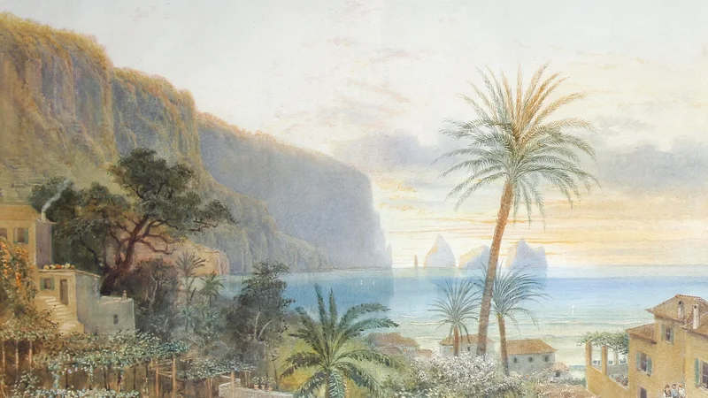 Nicholas Chevalier — Nicholas Chevalier, Vista dos Faraglioni, Capri, 1892, aguarela