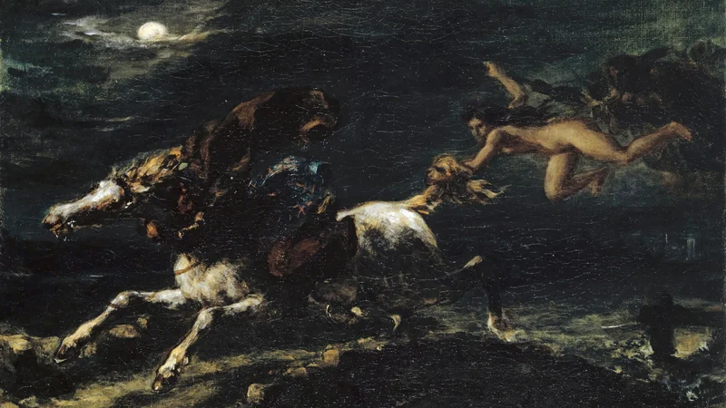 Eugène Delacroix — Tam O'Shanter pursued by Witches