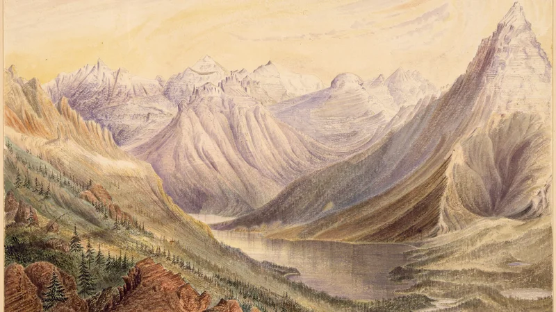 James Alden — Kintla Mountains and lower lake, from spur of Boundary Mountain