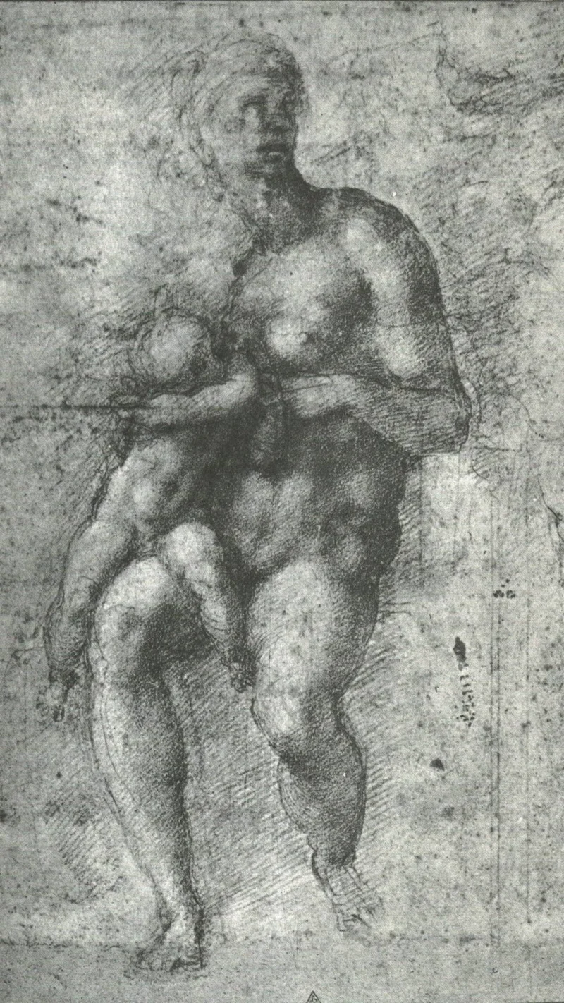 Michelangelo Buonarroti — Study for a Holy Family with the Infant St. John
