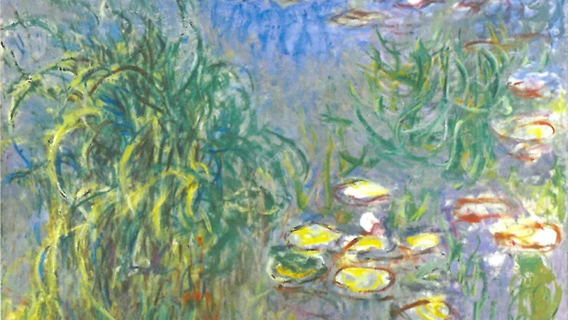 Water Lilies, Cluster of Grass