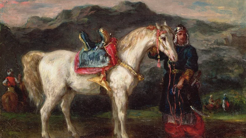 Eugène Delacroix — Circassian Holding a Horse by Its Bridle