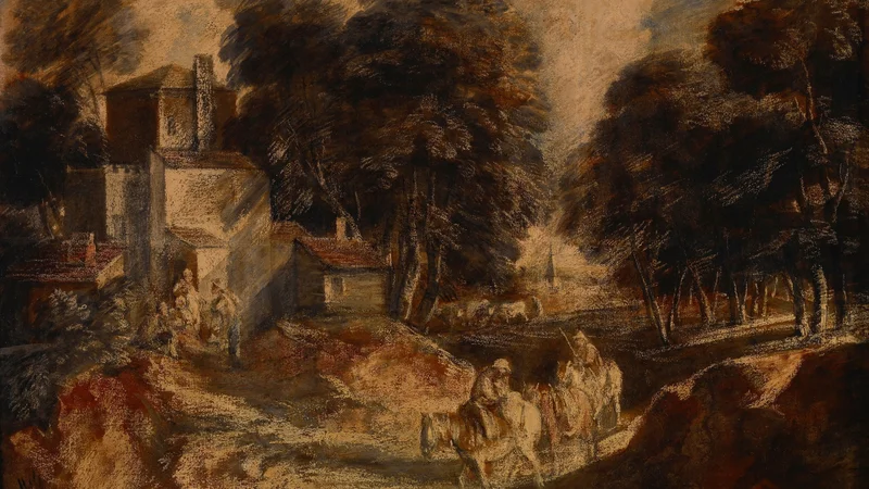 Thomas Gainsborough — Wooded Landscape with Mounted Peasants