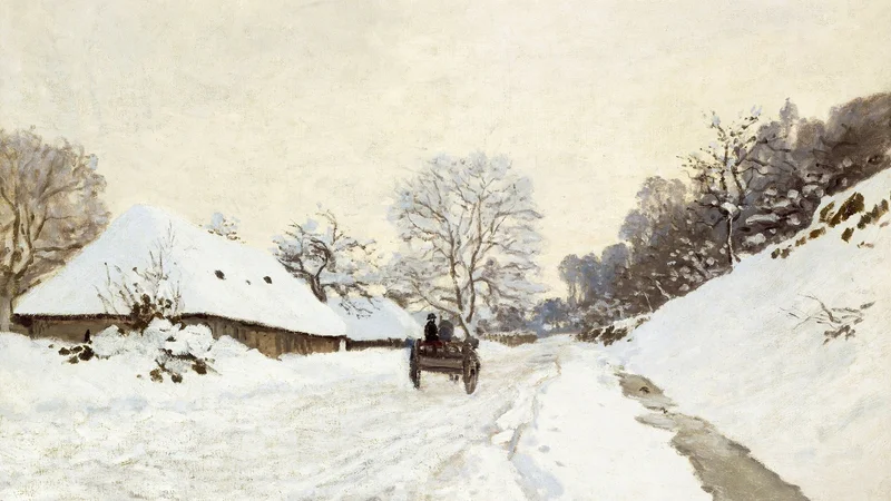 A Cart on the Snowy Road at Honfleur