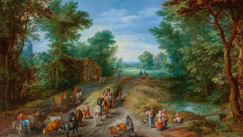 Jan Brueghel the Elder — Wooded Landscape with Travelers