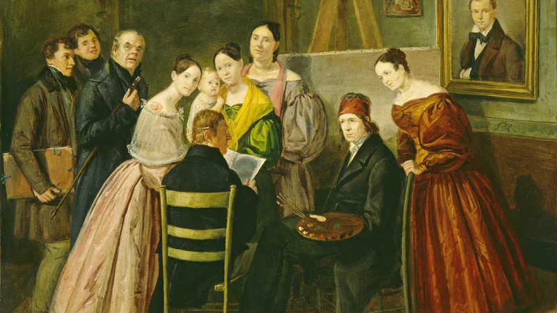 A Painter and Visitors in a Studio
