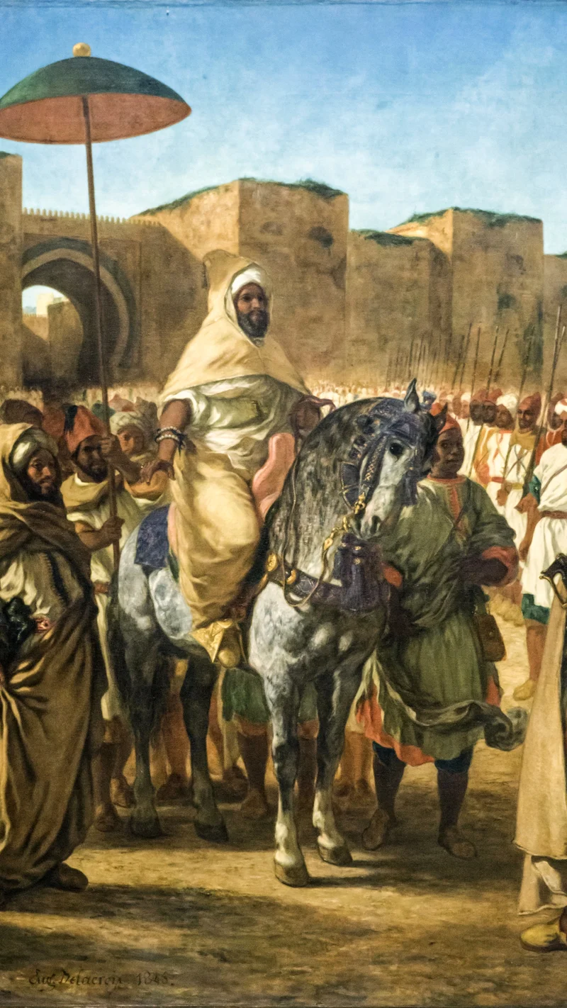 Eugène Delacroix — Muley-Abd-Err-Rahmann, sultan du Maroc sortant de son palais de Mequinez