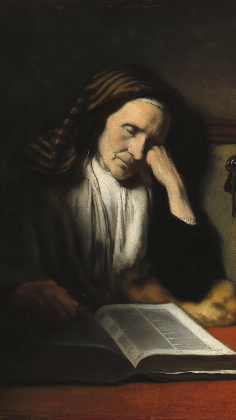 Nicolaes Maes — An Old Woman Dozing over a Book