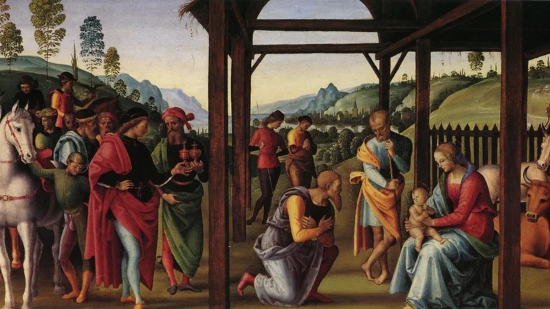 Pietro Perugino — Adoration of the Magi (Predella Panel)