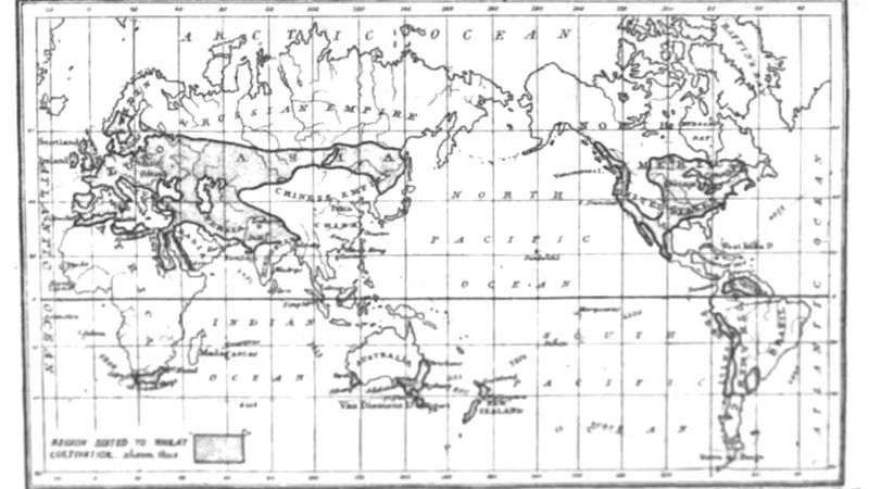 James Caird — World Map Showing Regions Suited to Wheat Cultivation