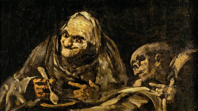 Two Old Men Eating Soup