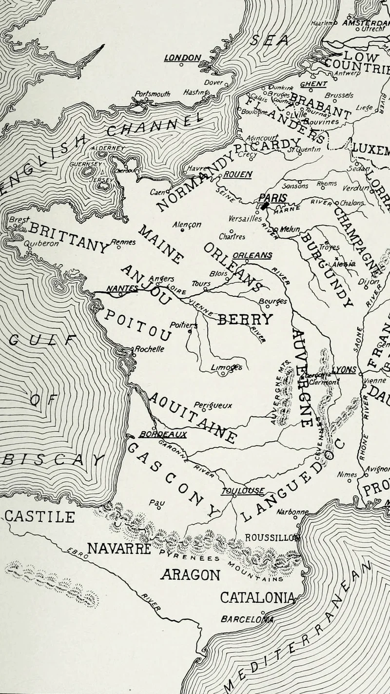 Internet Archive Book Images — Historical Map of Medieval France and Surrounding Territories