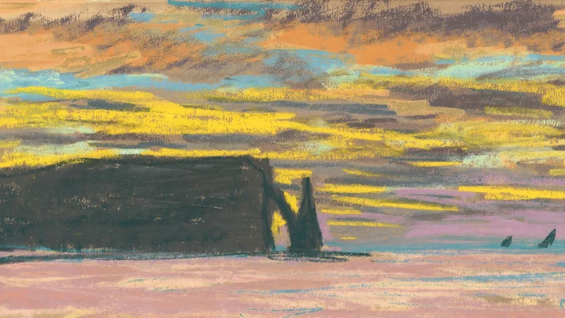 Aiguille et Porte d’Aval, Étretat, soleil couchant