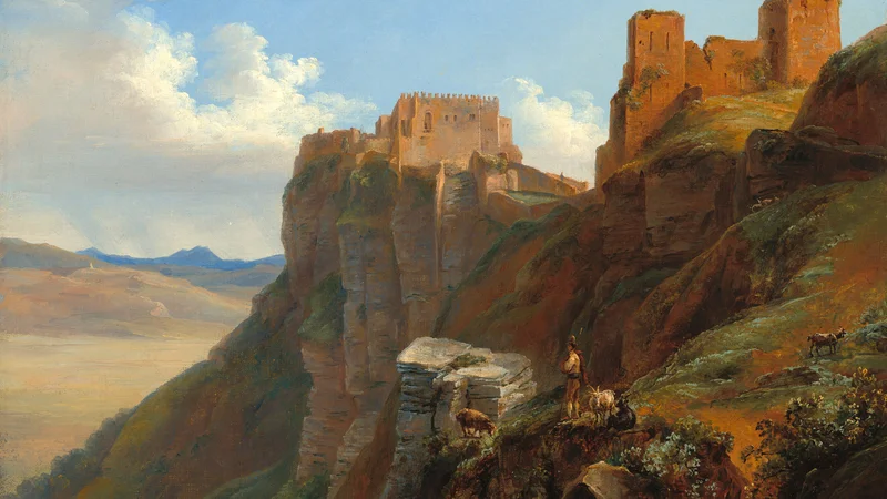 Louise-Joséphine Sarazin de Belmont — View of the Castello di San Giuliano, near Trapani, Sicily