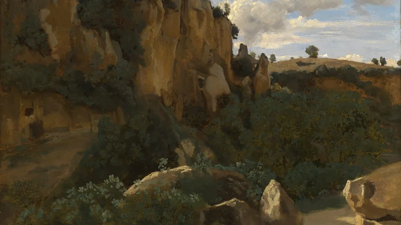 Jean-Baptiste Camille Corot — Rocky forest valley near Cività Castellana