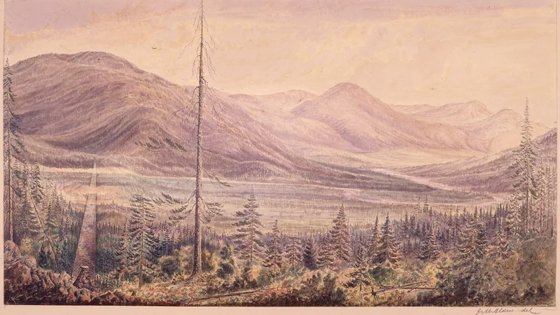 James Alden — Mooyie River Valley from Monument W. side river looking E. along the 49th parallel
