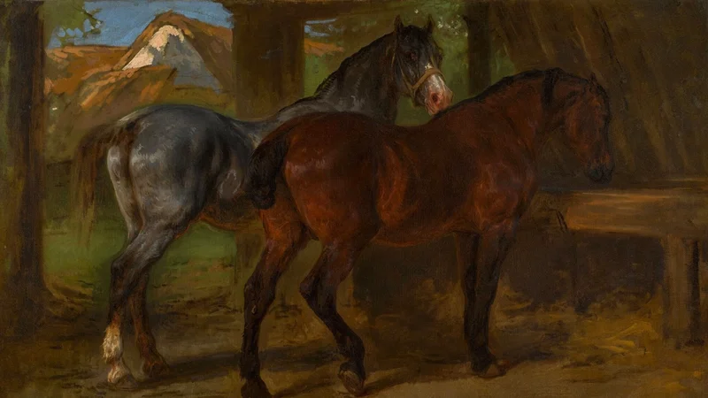Two Horses in a Stable