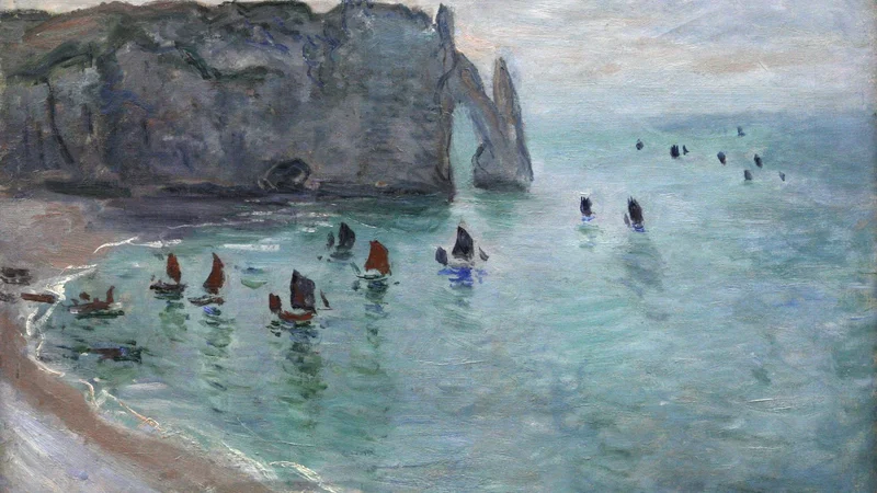 Étretat, the Porte d'Aval: Fishing Boats Leaving the Harbor