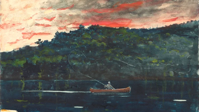 Winslow Homer — Sunrise, Fishing in the Adirondacks