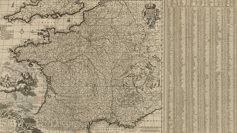 Nicolaas Visscher — Galliae seu Franciae tabula qua omnes provinciae, viae angiariae et aliae res notatu dignae