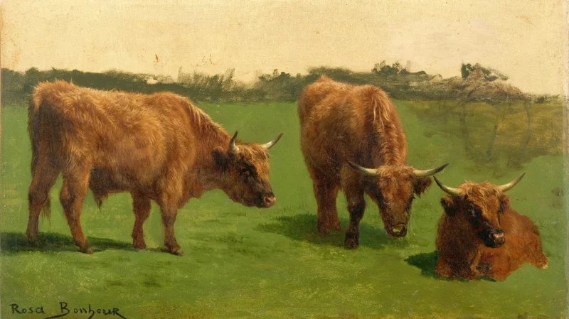 Rosa Bonheur — Trois bœufs roux au pâturage