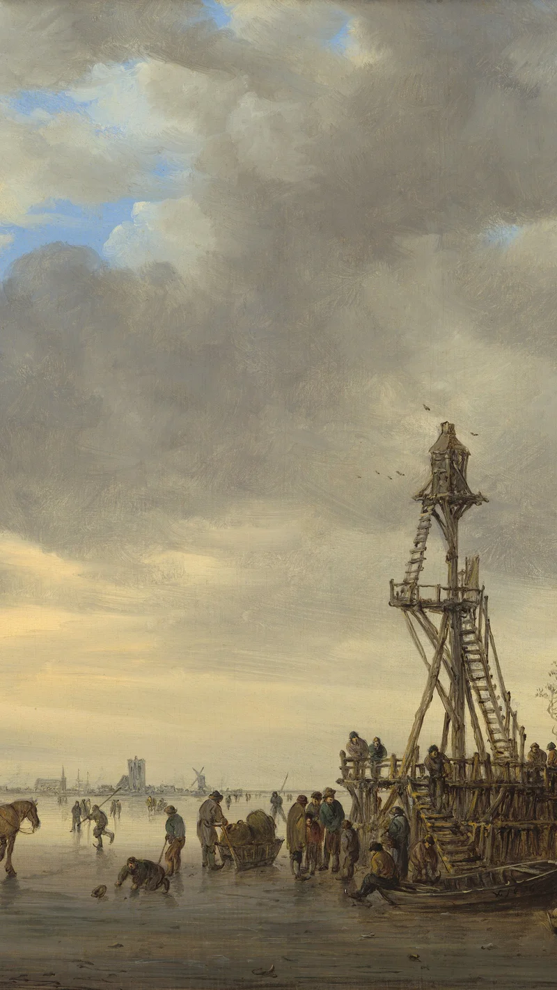 Jan van Goyen — Ice Scene near a Wooden Observation Tower