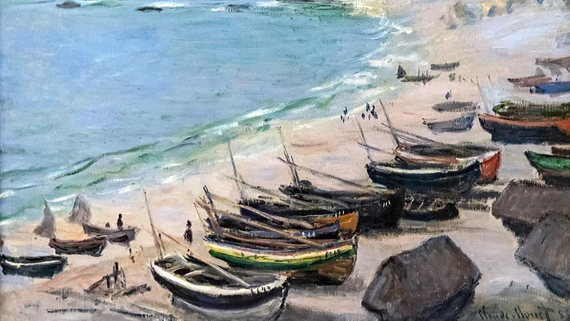 Claude Monet — Boats on the beach at Etretat