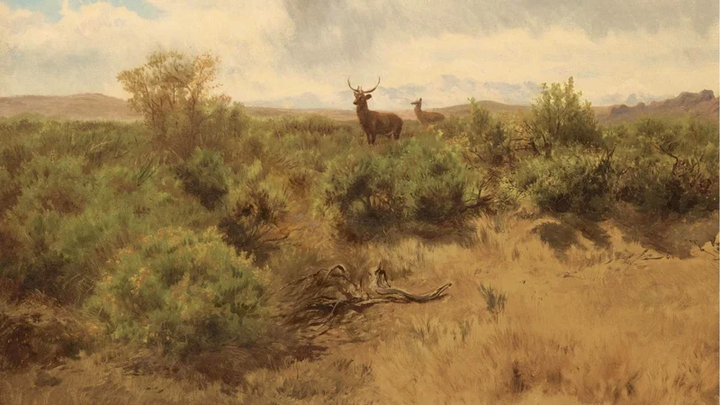 Rosa Bonheur — Stag and Doe in a Landscape