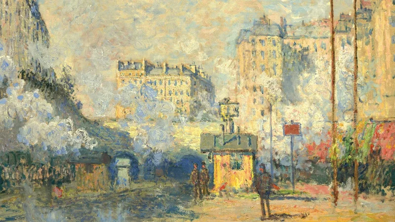 Exterior of Saint-Lazare station, sun effect