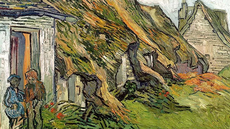 Vincent van Gogh — Thatched Sandstone Cottages in Chaponval