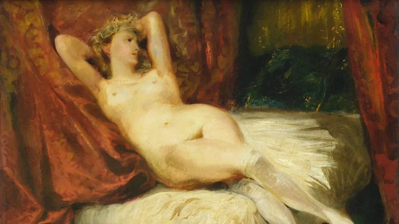 Eugène Delacroix — Study of a Reclining Female Nude (The Woman with White Stockings)