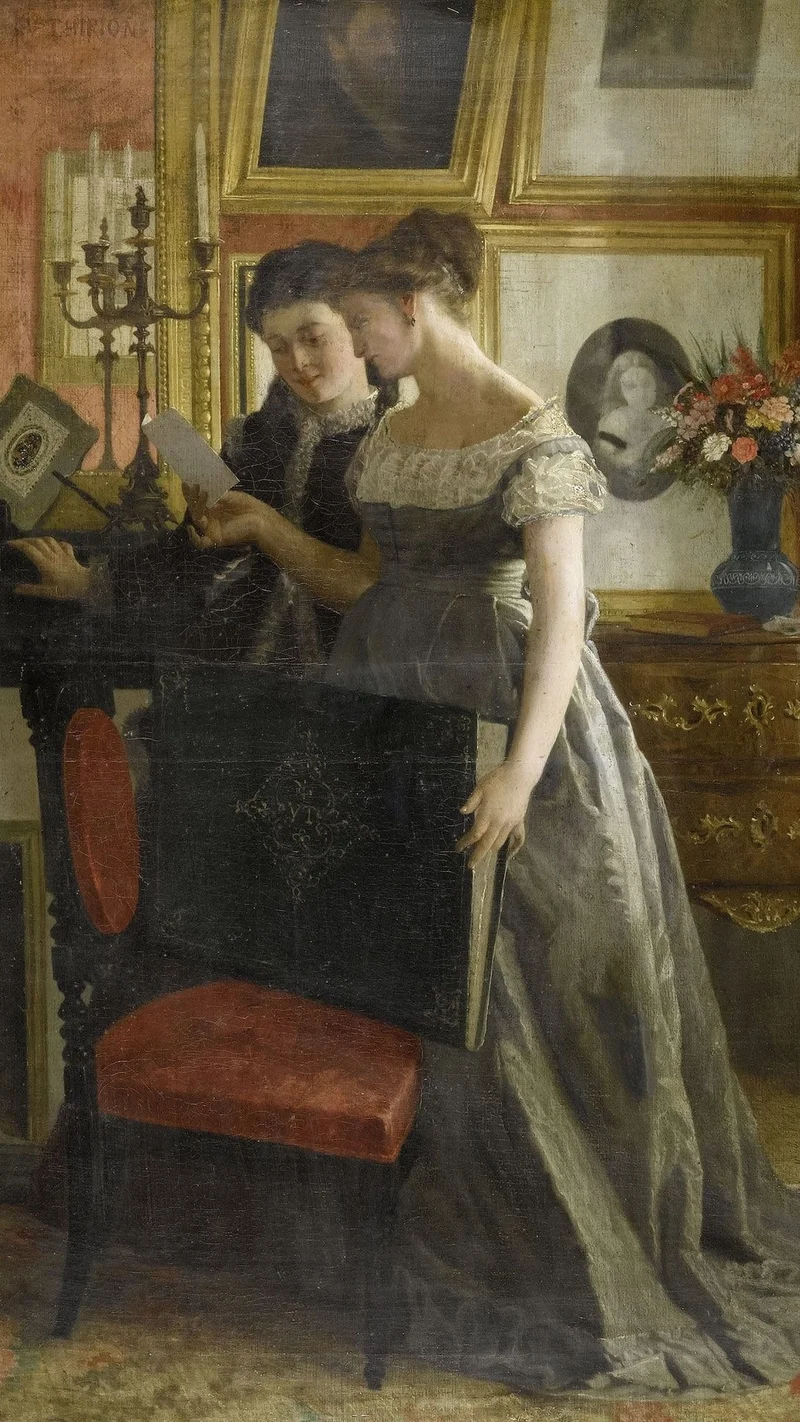 Charles Victor Thirion — Two Young Women Reading a Letter