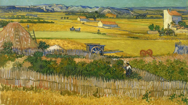 Harvest at La Crau, with Montmajour in the Background