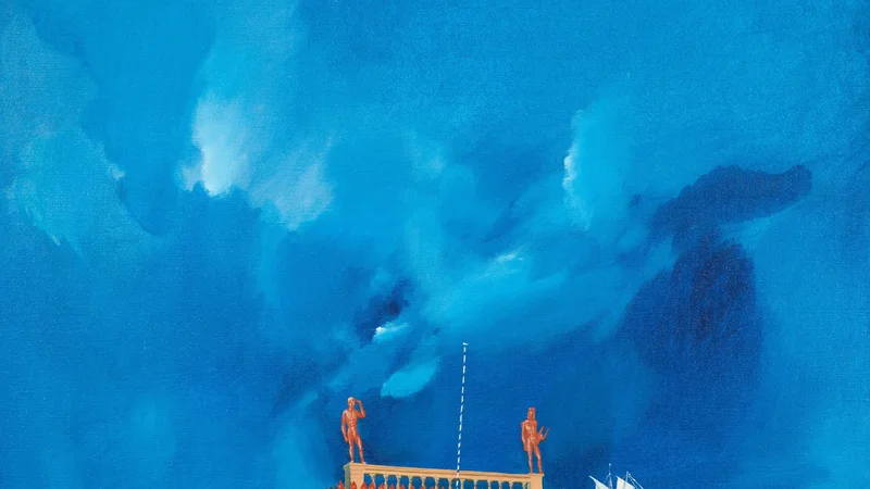 Spyros Vassiliou — Neoclassical Building with Statues and Sailing Boat