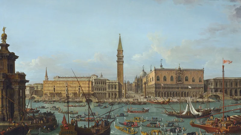 Antonio Joli — Procession of Gondolas in the Bacino di San Marco, Venice