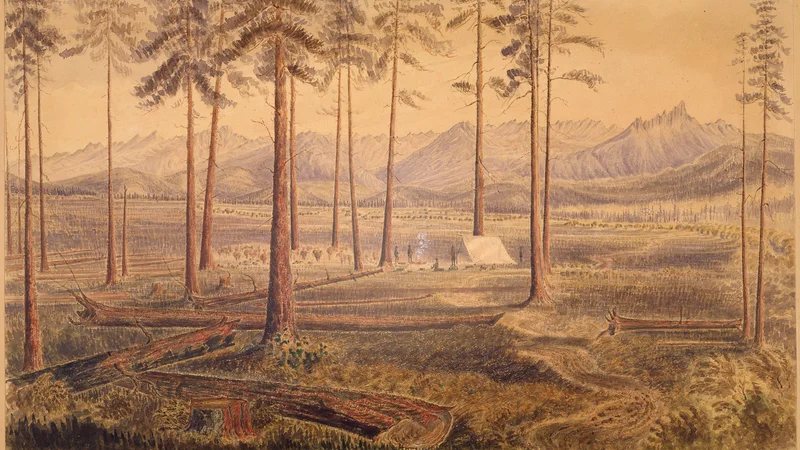 James Alden — Rocky Mountain peaks from Camp on Josephs' Prairie. "Steeples" bear N.E.