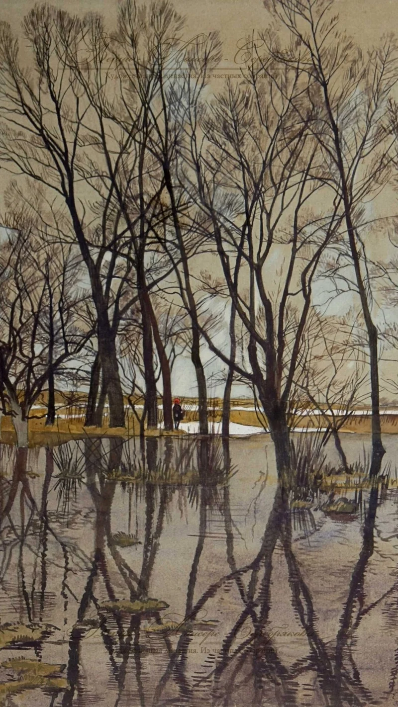 Eugene Lanceray — Ust Krestishche. Spring. Flood