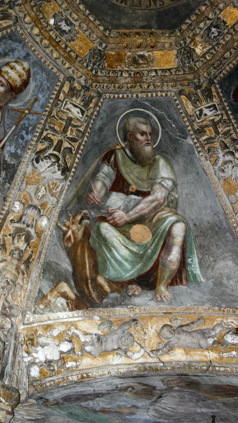 Carlo Urbino — Saint Luke the Evangelist, Detail from the Ceiling of the Altar Chapel in the Cappella Di Sant'Aquilino in the Basilica Di San Lorenzo Maggiore, Milan