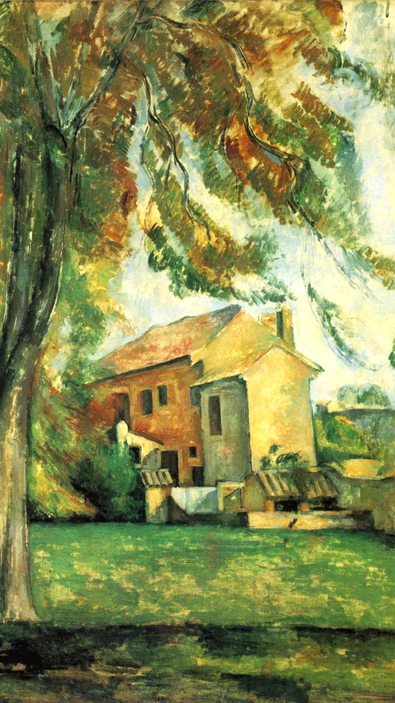 Paul Cezanne — Bauernhaus und Kastanienbäume am Jas de Bouffan