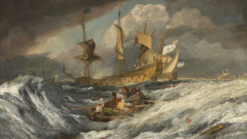 Joseph Mallord William Turner — Boats Carrying Out Anchors to the Dutch Men of War