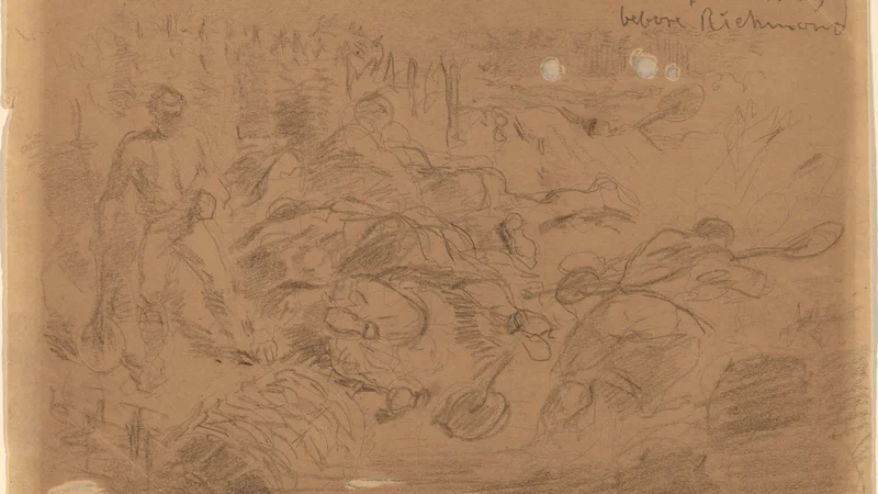 Winslow Homer — A Shell in the Trenches before Richmond [recto]