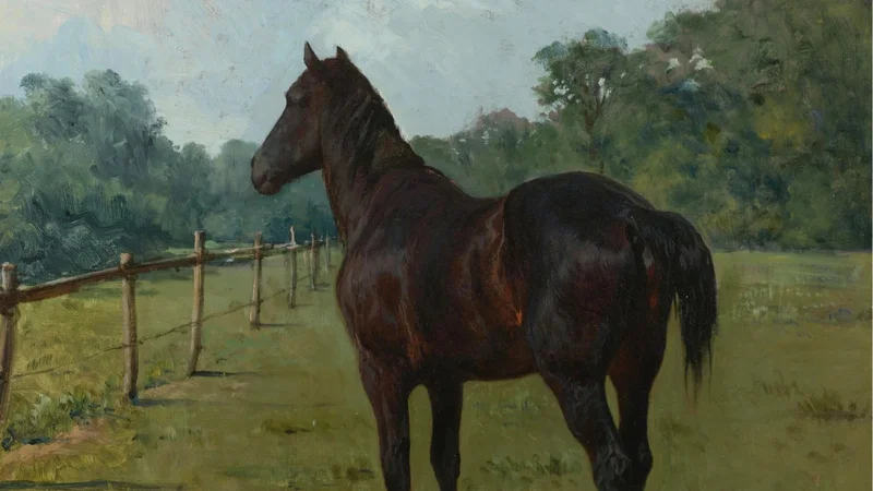 Rosa Bonheur — A Bay Horse in a Paddock