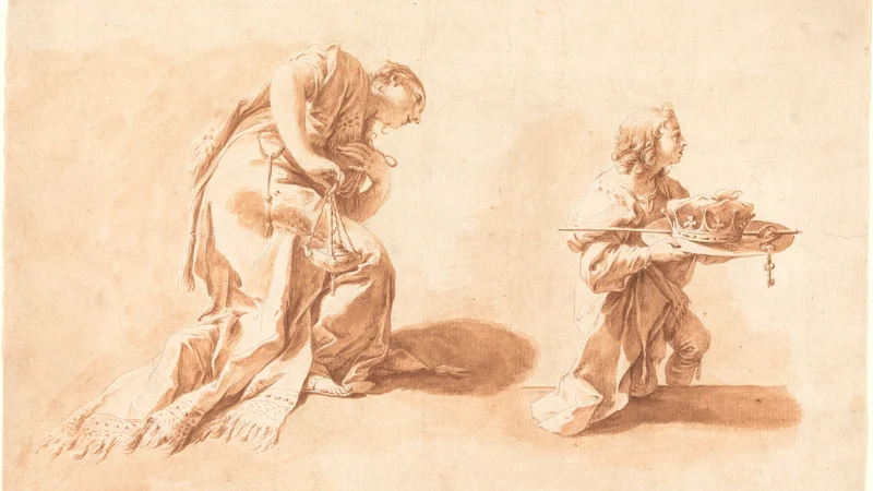 Anton Kern — A Kneeling Woman with an Incense Burner and a Page Holding a Crown and Scepter