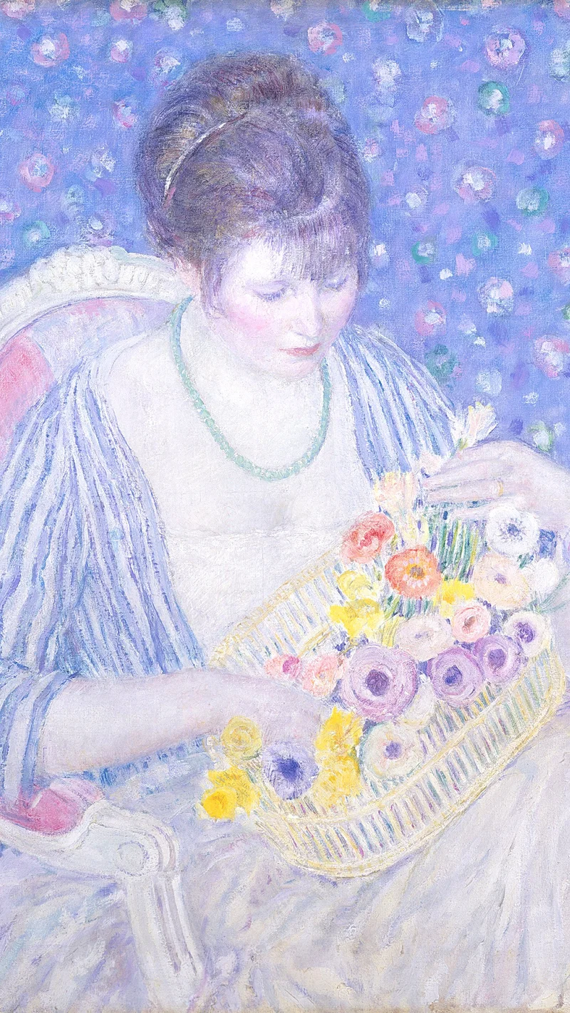 Frederick Frieseke — The Basket of Flowers