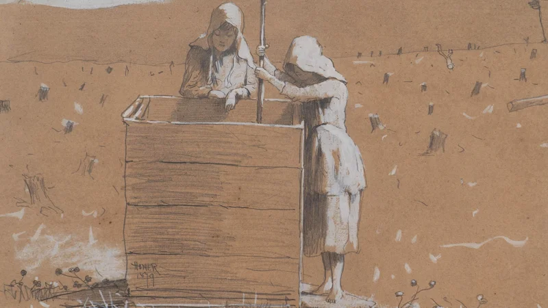Winslow Homer — Two Girls in Sunbonnets at a Well
